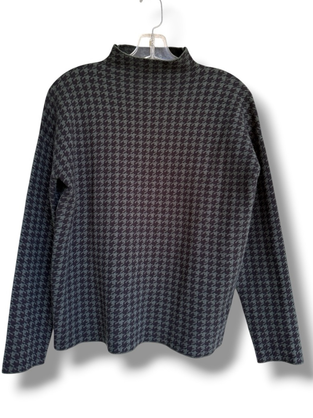 Tahari Houndstooth Check Funnel Neck Pullover Sweater Size Medium